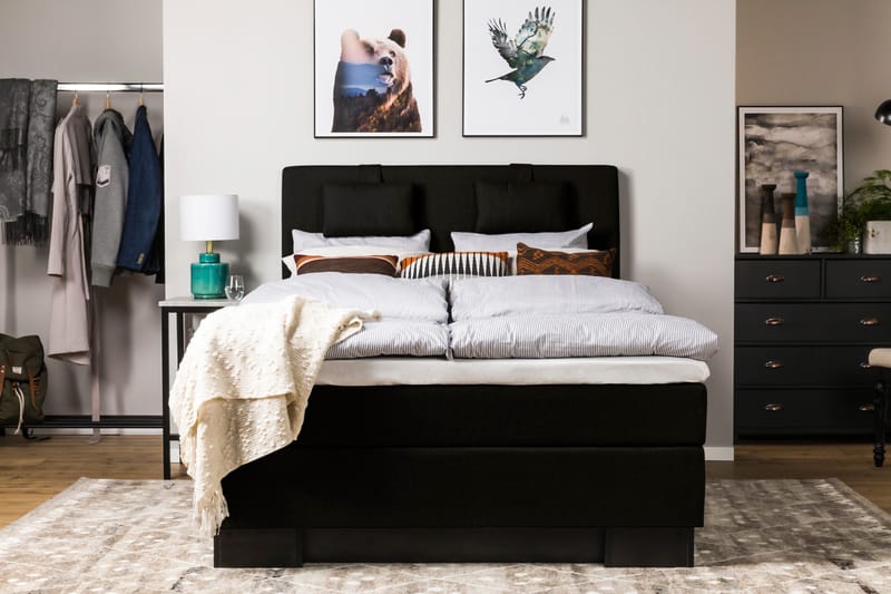 Hilton Lyx Komplet Sengepakke 120x210 - Sort - Møbler - Senge - Komplet sengepakke