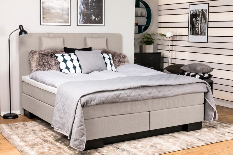 Hilton Lyx Komplet Sengepakke 210x210 - Beige - Møbler - Senge - Komplet sengepakke