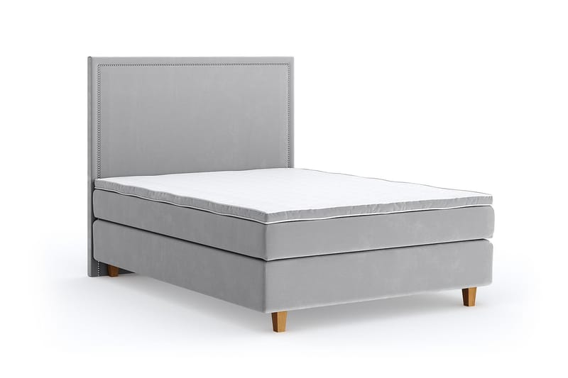 Hilton Lyx Velour 120x200 - Lysegrå - Møbler - Senge - Kontinentalsenge