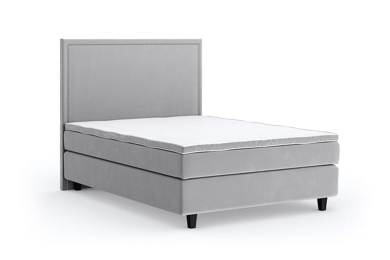 Hilton Lyx Velour 120x200 - Lysegrå - Møbler - Senge - Kontinentalsenge
