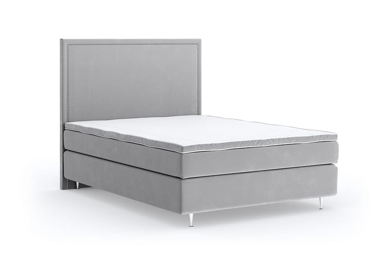 Hilton Lyx Velour 120x200 - Lysegrå - Møbler - Senge - Kontinentalsenge