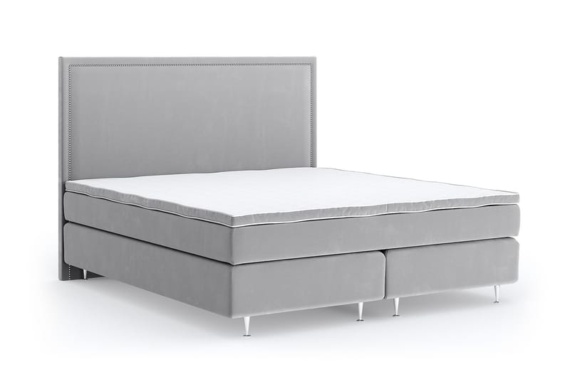 Hilton Lyx Velour 160x200 - Lysegrå - Møbler - Senge - Kontinentalsenge
