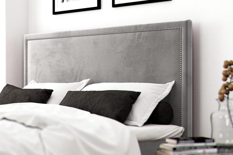 Hilton Lyx Velour 180x200 - Lysegrå - Møbler - Senge - Kontinentalsenge
