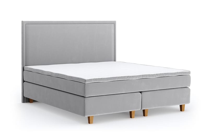 Hilton Lyx Velour 180x200 - Lysegrå - Møbler - Senge - Kontinentalsenge