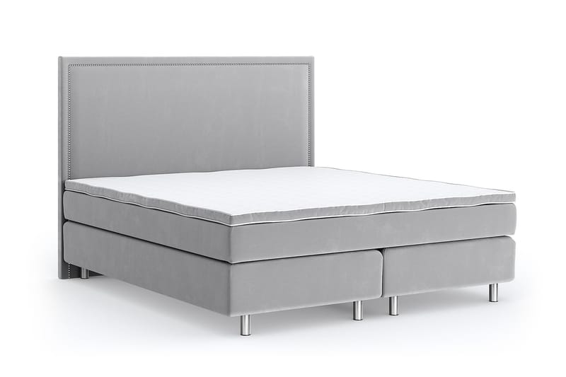 Hilton Lyx Velour 180x200 - Lysegrå - Møbler - Senge - Kontinentalsenge