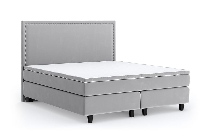 Hilton Lyx Velour 180x200 - Lysegrå - Møbler - Senge - Kontinentalsenge