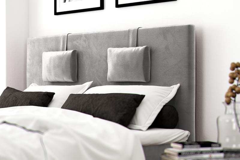 Hilton Lyx Velour Sengepakke 120x200 - Lysegrå - Møbler - Senge - Komplet sengepakke