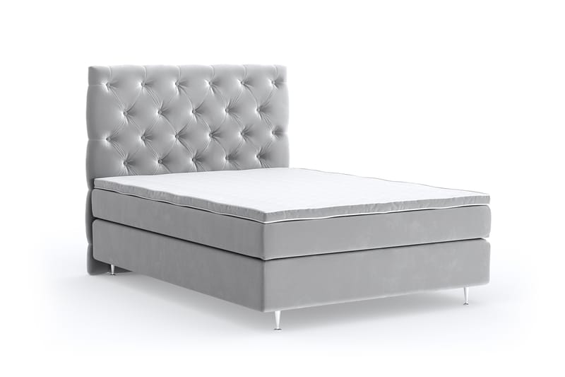 Hilton Lyx Velour Sengepakke 120x200 - Lysegrå - Møbler - Senge - Komplet sengepakke
