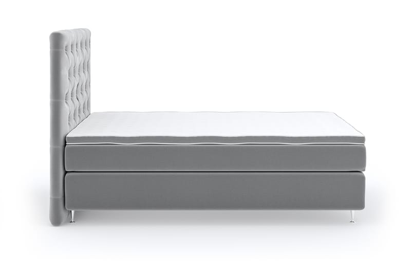 Hilton Lyx Velour Sengepakke 120x200 - Lysegrå - Møbler - Senge - Komplet sengepakke