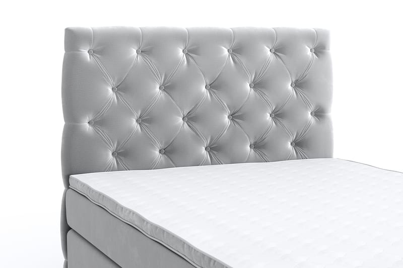 Hilton Lyx Velour Sengepakke 120x200 - Lysegrå - Møbler - Senge - Komplet sengepakke