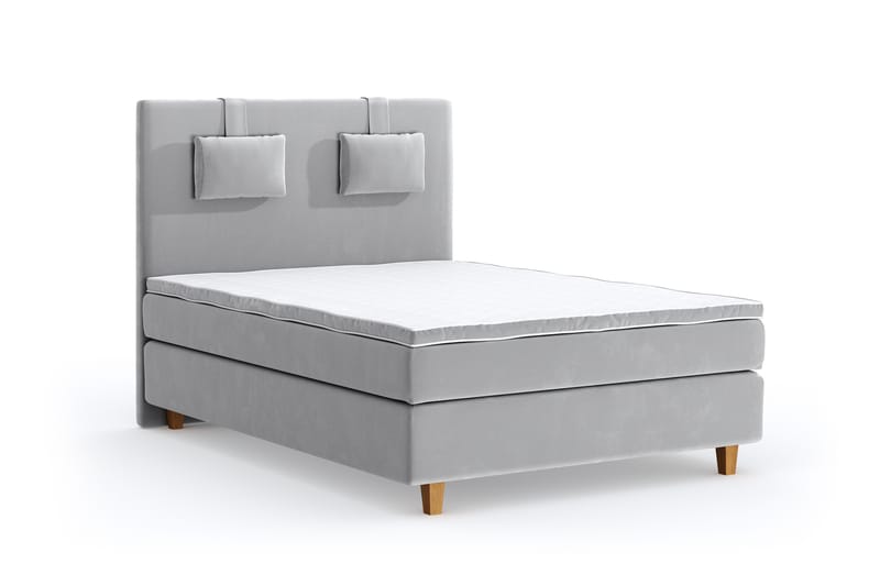 Hilton Lyx Velour Sengepakke 120x200 - Lysegrå - Møbler - Senge - Komplet sengepakke