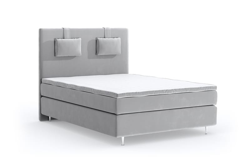 Hilton Lyx Velour Sengepakke 120x200 - Lysegrå - Møbler - Senge - Komplet sengepakke