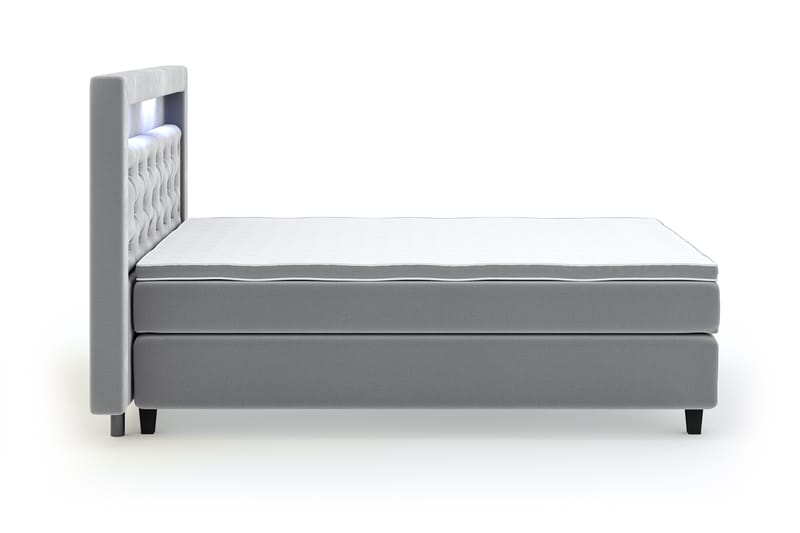 Hilton Lyx Velour Sengepakke 120x200 - Lysegrå - Møbler - Senge - Komplet sengepakke