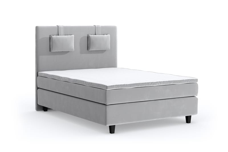 Hilton Lyx Velour Sengepakke 120x200 - Lysegrå - Møbler - Senge - Komplet sengepakke