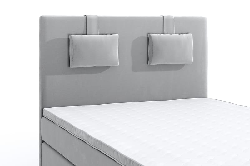 Hilton Lyx Velour Sengepakke 120x200 - Lysegrå - Møbler - Senge - Komplet sengepakke