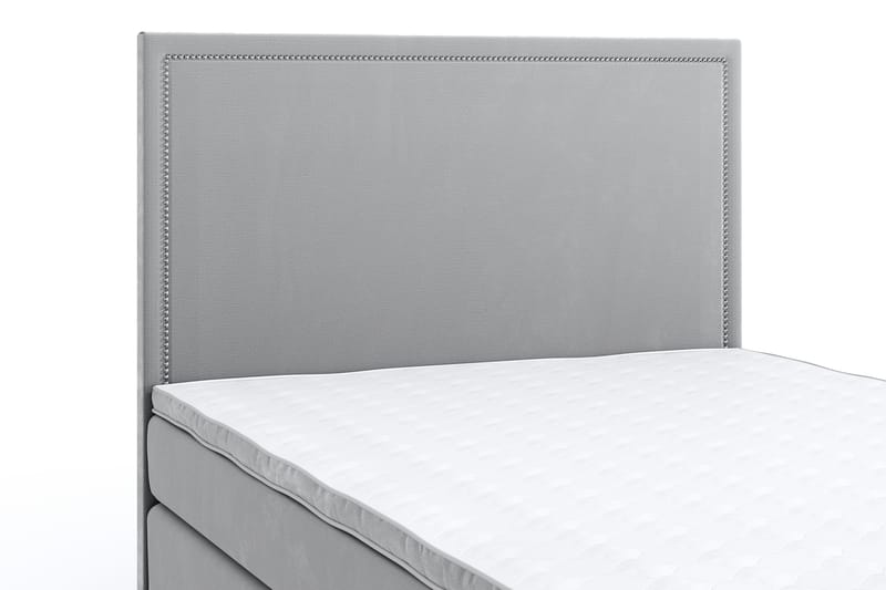 Hilton Lyx Velour Sengepakke 120x200 - Lysegrå - Komplet sengepakke - Kontinentalsenge