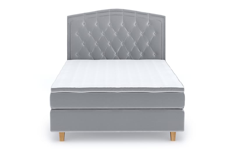 Hilton Lyx Velour Sengepakke 120x200 - Lysegrå - Komplet sengepakke - Kontinentalsenge