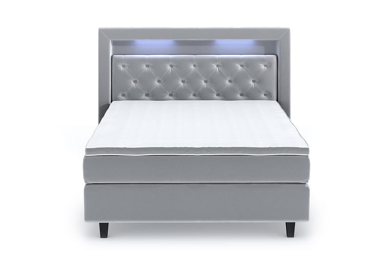 Hilton Lyx Velour Sengepakke 140x200 - Lysegrå - Møbler - Senge - Komplet sengepakke