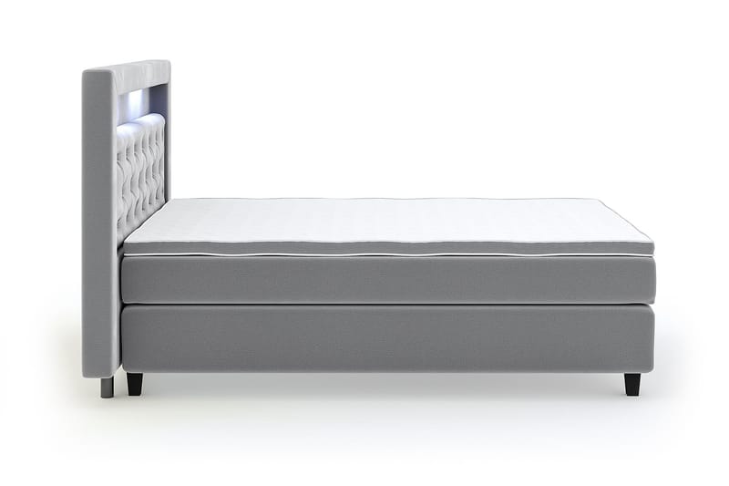 Hilton Lyx Velour Sengepakke 140x200 - Lysegrå - Møbler - Senge - Komplet sengepakke