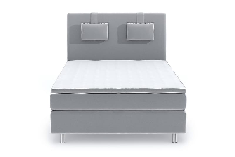 Hilton Lyx Velour Sengepakke 140x200 - Lysegrå - Møbler - Senge - Komplet sengepakke