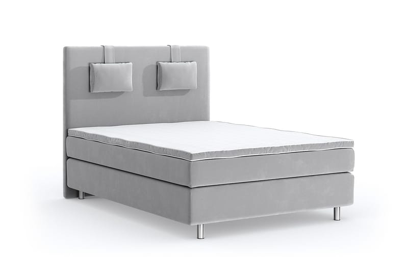 Hilton Lyx Velour Sengepakke 140x200 - Lysegrå - Møbler - Senge - Komplet sengepakke