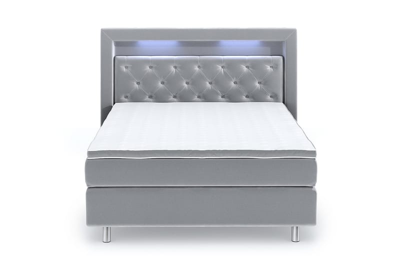 Hilton Lyx Velour Sengepakke 140x200 - Lysegrå - Møbler - Senge - Komplet sengepakke