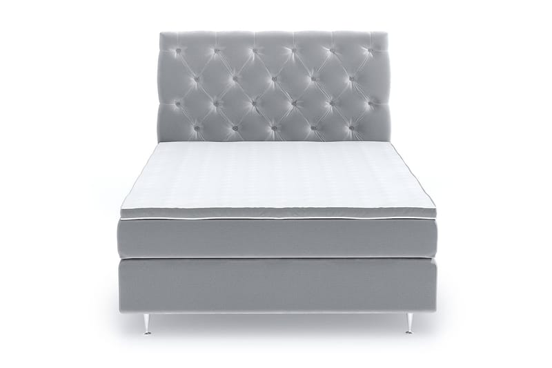 Hilton Lyx Velour Sengepakke 140x200 - Lysegrå - Møbler - Senge - Komplet sengepakke