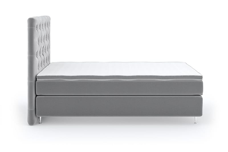 Hilton Lyx Velour Sengepakke 140x200 - Lysegrå - Møbler - Senge - Komplet sengepakke
