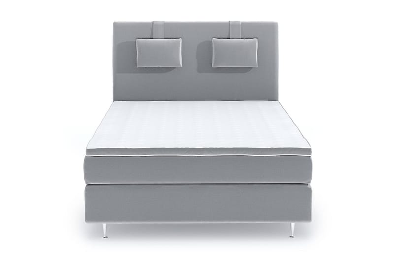 Hilton Lyx Velour Sengepakke 140x200 - Lysegrå - Møbler - Senge - Komplet sengepakke
