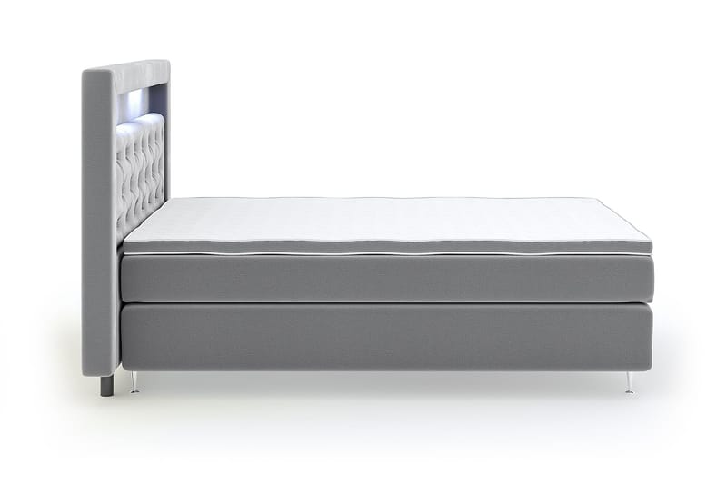 Hilton Lyx Velour Sengepakke 140x200 - Lysegrå - Møbler - Senge - Komplet sengepakke