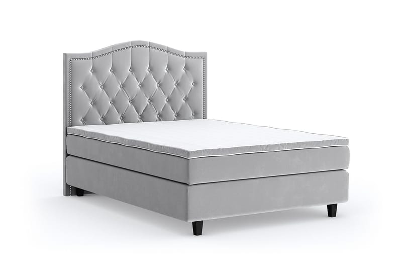 Hilton Lyx Velour Sengepakke 140x200 - Lysegrå - Møbler - Senge - Komplet sengepakke