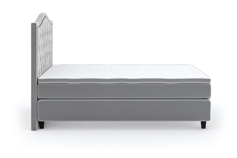 Hilton Lyx Velour Sengepakke 140x200 - Lysegrå - Møbler - Senge - Komplet sengepakke