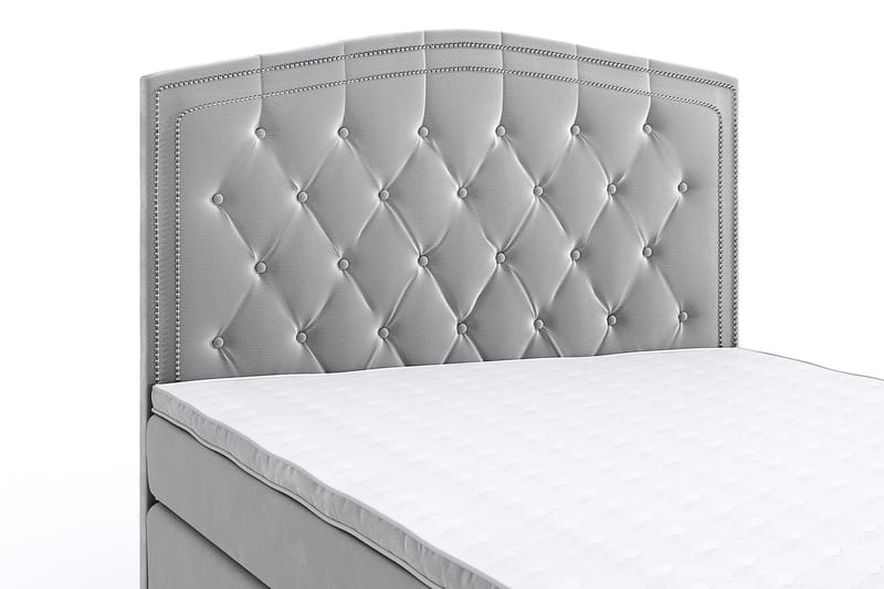 Hilton Lyx Velour Sengepakke 140x200 - Lysegrå - Møbler - Senge - Komplet sengepakke
