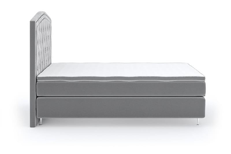 Hilton Lyx Velour Sengepakke 140x200 - Lysegrå - Møbler - Senge - Komplet sengepakke
