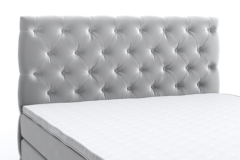 Hilton Lyx Velour Sengepakke 160x200 - Lysegrå - Komplet sengepakke - Kontinentalsenge - Dobbeltsenge