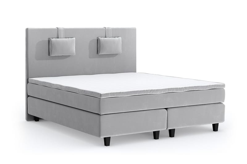 Hilton Lyx Velour Sengepakke 160x200 - Lysegrå - Møbler - Senge - Komplet sengepakke