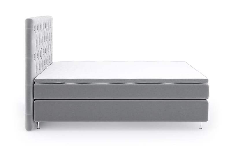 Hilton Lyx Velour Sengepakke 160x200 - Lysegrå - Møbler - Senge - Komplet sengepakke