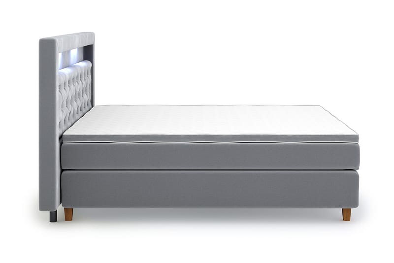 Hilton Lyx Velour Sengepakke 160x200 - Lysegrå - Møbler - Senge - Komplet sengepakke