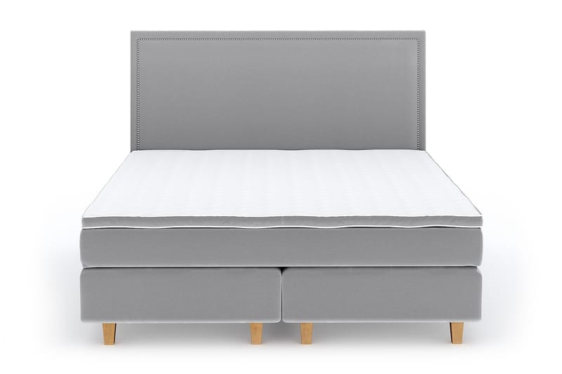 Hilton Lyx Velour Sengepakke 160x200 - Lysegrå - Komplet sengepakke - Kontinentalsenge - Dobbeltsenge
