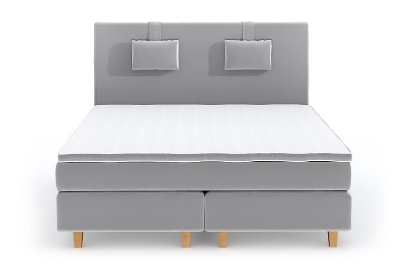 Hilton Lyx Velour Sengepakke 180x200 - Lysegrå - Møbler - Senge - Komplet sengepakke