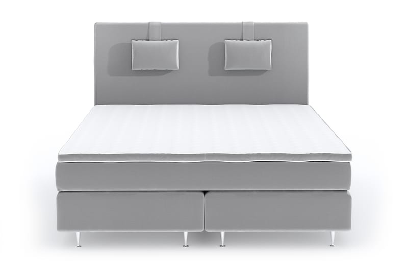 Hilton Lyx Velour Sengepakke 180x200 - Lysegrå - Møbler - Senge - Komplet sengepakke