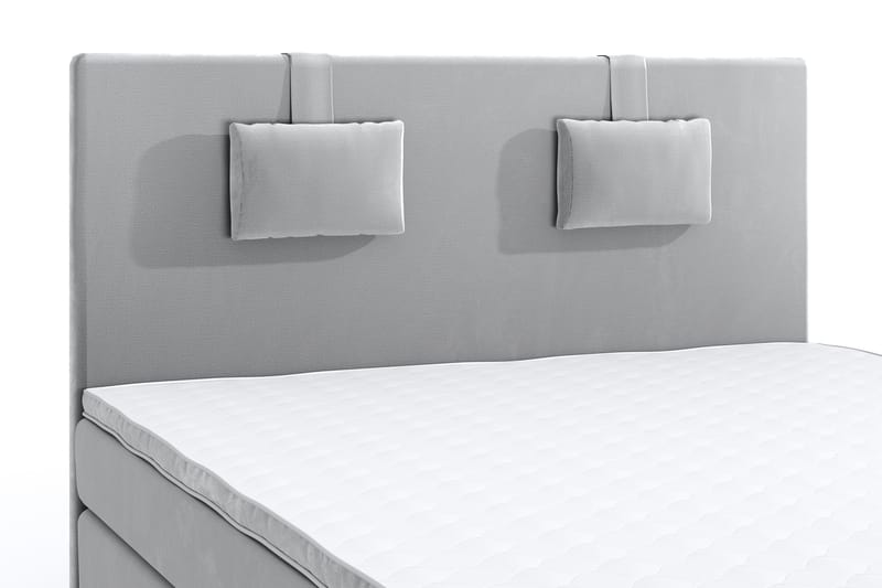 Hilton Lyx Velour Sengepakke 180x200 - Lysegrå - Komplet sengepakke - Kontinentalsenge - Dobbeltsenge