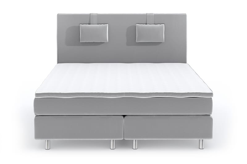 Hilton Lyx Velour Sengepakke 180x200 - Lysegrå - Møbler - Senge - Komplet sengepakke