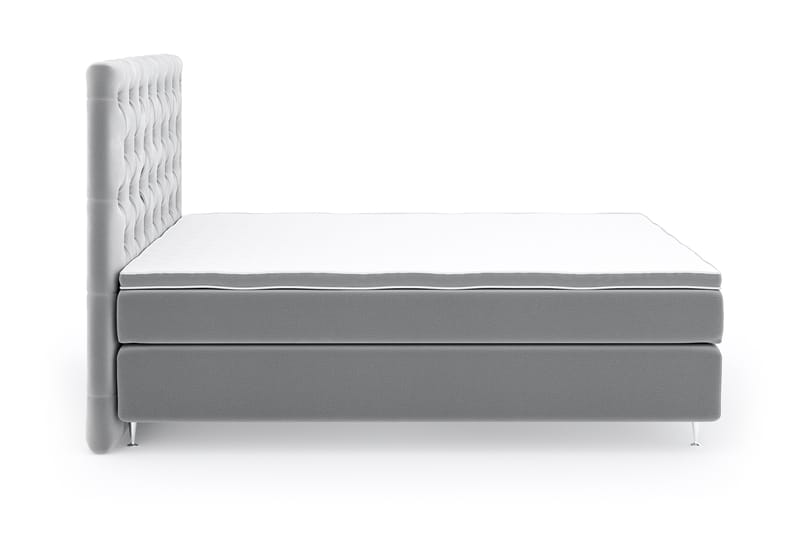 Hilton Lyx Velour Sengepakke 180x200 - Lysegrå - Møbler - Senge - Komplet sengepakke