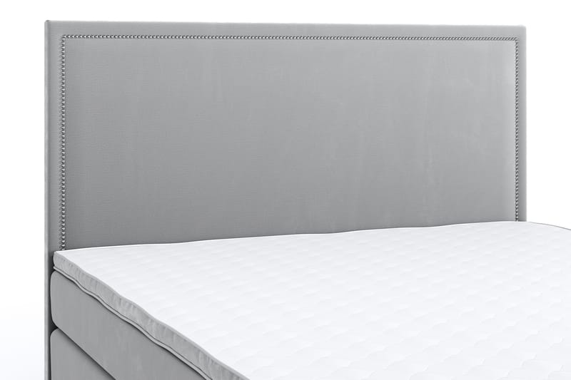 Hilton Lyx Velour Sengepakke 180x200 - Lysegrå - Komplet sengepakke - Kontinentalsenge - Dobbeltsenge