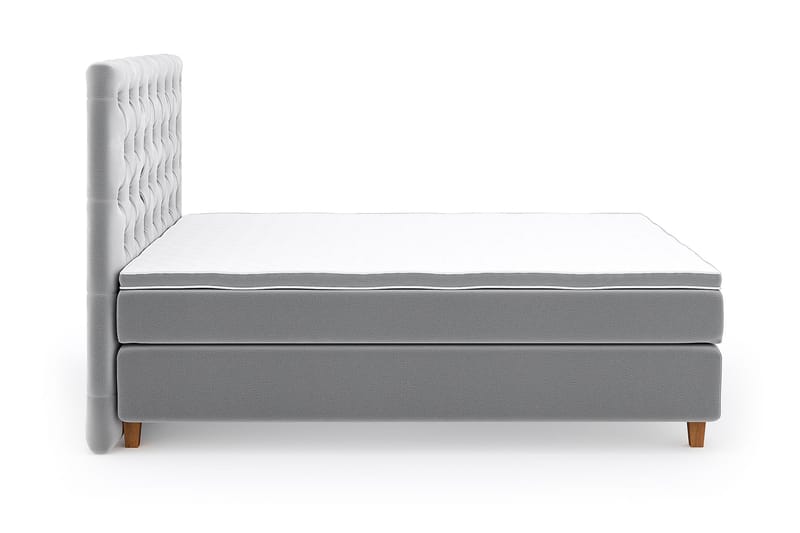 Hilton Lyx Velour Sengepakke 210x210 - Lysegrå - Møbler - Senge - Komplet sengepakke