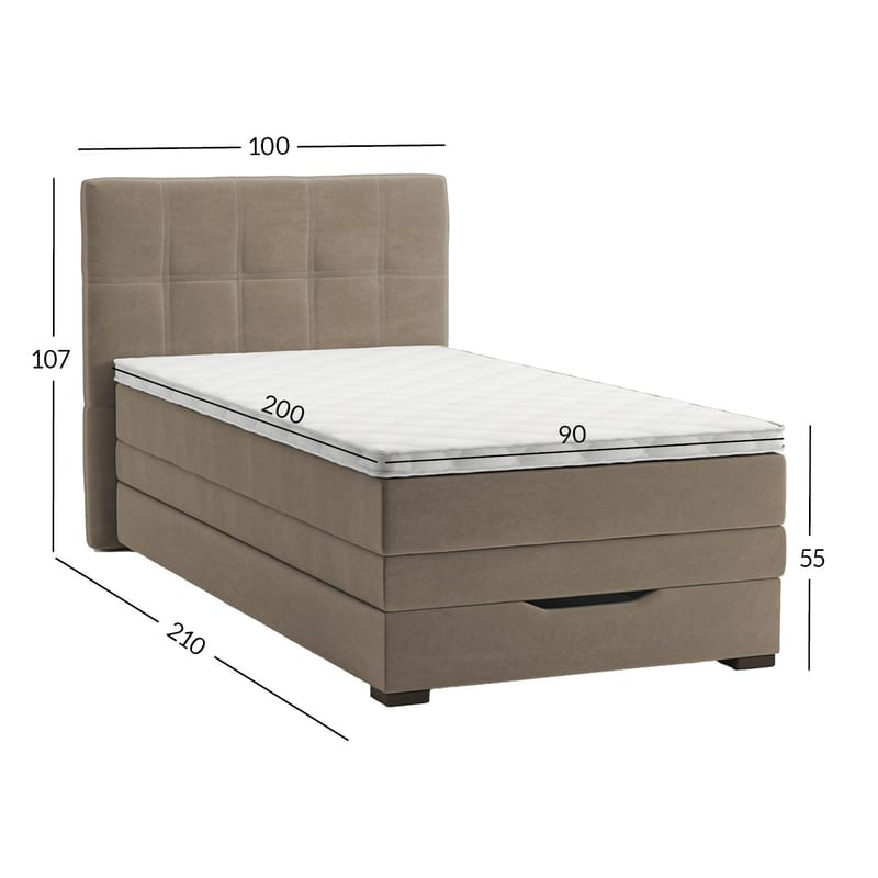 Kontinentalseng Holvik 90x200 cm - beige - Møbler - Senge - Enkeltsenge