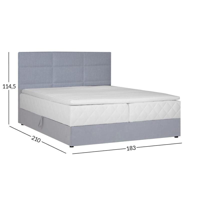 Kontinentalseng HOME4YOU Levi 180x200 cm med madras grå - Grå - Møbler - Senge - Kontinentalsenge