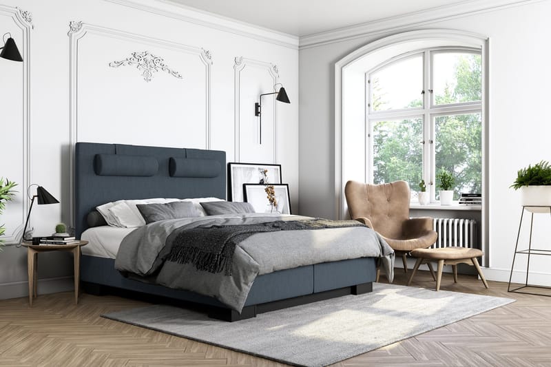 HVILA Lyx kontinentalseng 180x200 - Mørkeblå - Møbler - Senge - Kontinentalsenge