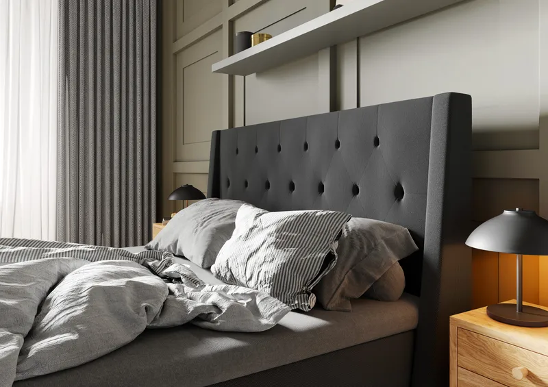 Imperia Komplet Sengepakke 210x210 cm Kontinentalseng med gavl - Mørkegrå - Møbler - Senge - Kontinentalsenge